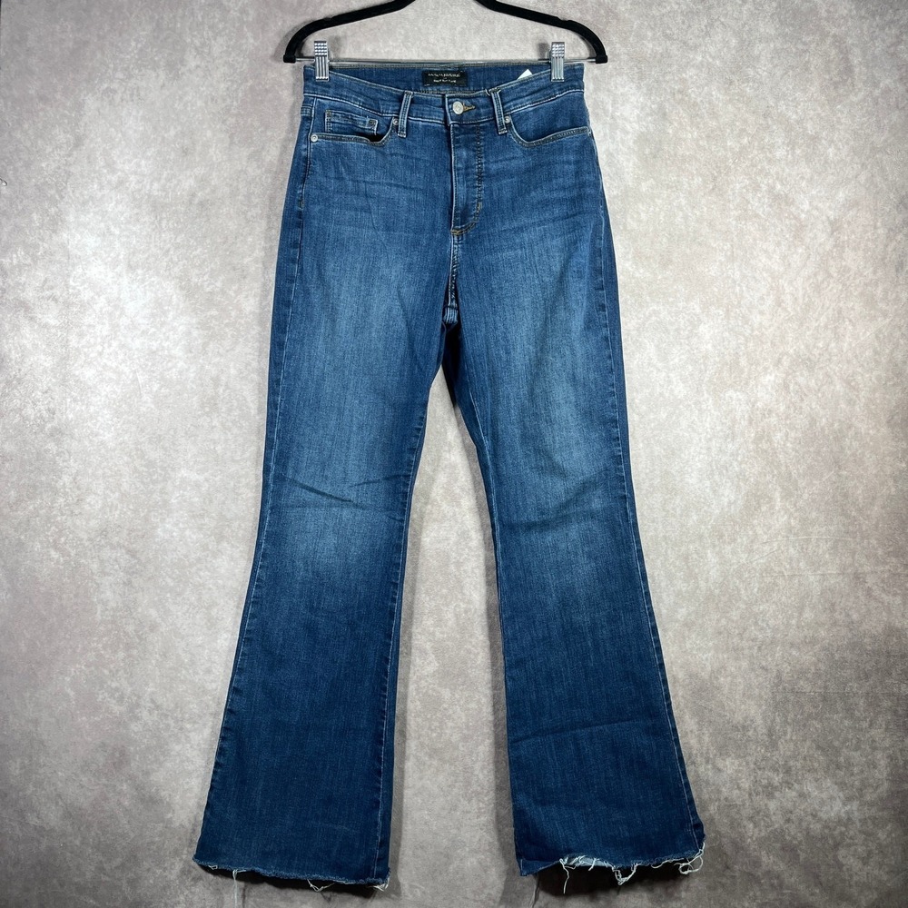 Banana Republic Curvy Slim Flare Jeans Womens Size 27/4 Blue Denim Raw Hem